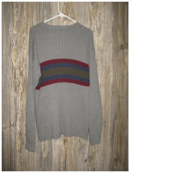 Croft Barrow NWT Sweater Mens Large Gray Wine Stripe Pullover Vtg Grunge Fall - Picture 2 of 9